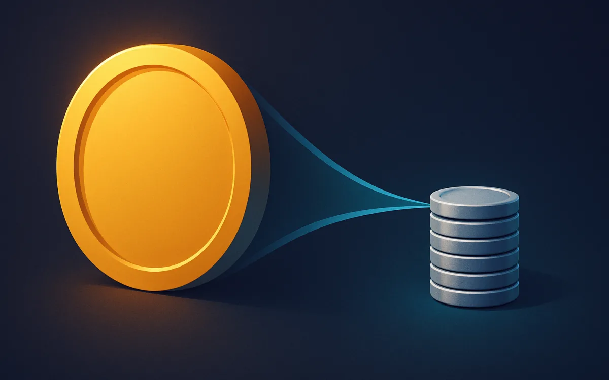 One currency becoming another, at a rate that is not the buying rate