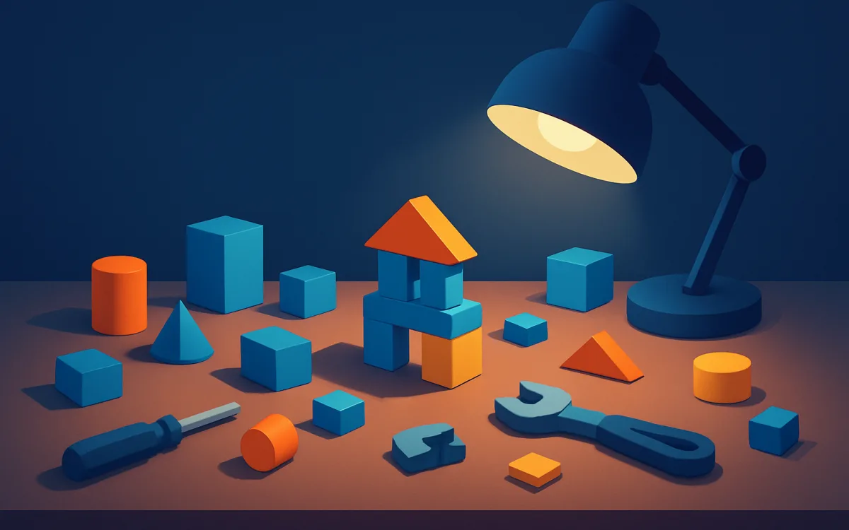A workbench of building blocks — the routes that actually pay run through making something